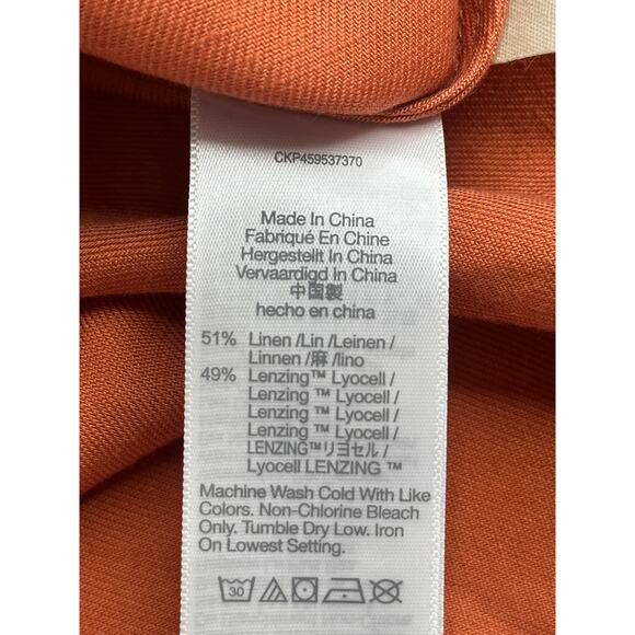 Madewell New! Linen-Blend Drawstring Midi Slip Skirt in Afterglow Red Summer 26W - Picture 7 of 10